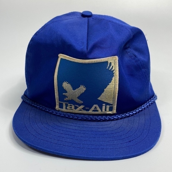 Vintage Nissin TAX AIR Blue Snapback Hat 80s - Picture 1 of 12